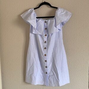 Zara Light Blue Button-Down Mini Dress